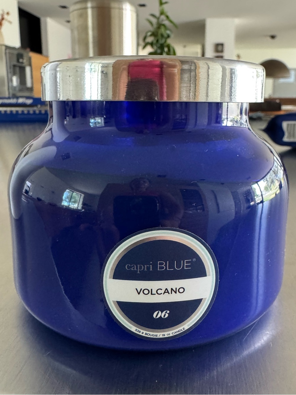 Anthropologie Capri Blue Volcano Jar Candle - Cobalt Blue with Silver Lid